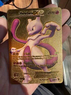 Mewtwo EX Holo Trading Card - Gold & Purple